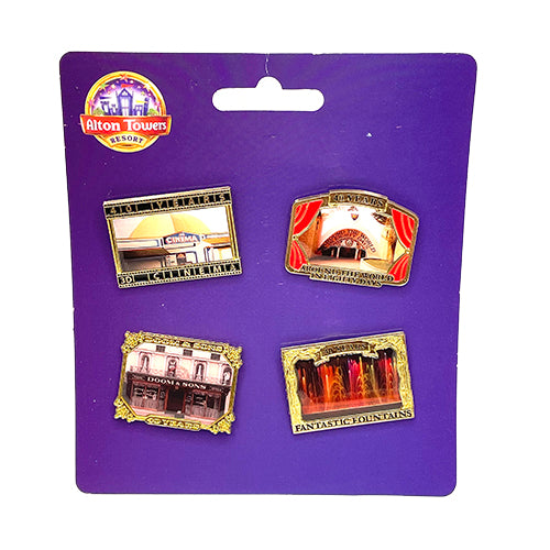 Alton Towers 40th Anniversary Ride Pin Badge Set